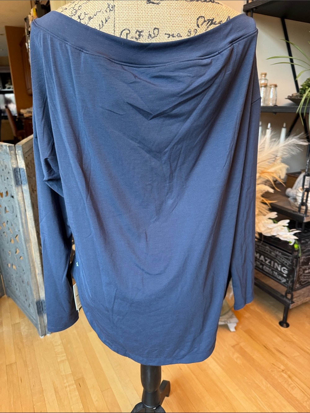 HALARA Off-The-Shoulder Long Sleeve Tunic in Mood Indigo - Picture 2 of 3